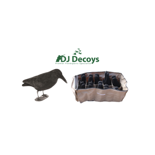 10 Flocked Crow Decoys & 10 Slotted Decoy Bag